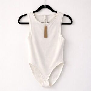 SKIMS Cotton Jersey Tank Bodysuit Marble Sleeveless Snap | Size Small | NWT